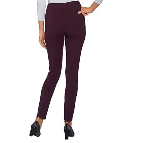 LOGO Lori Goldstein Ponte Knit Pants w/Faux Suede Panels - Size M - Picture 3 of 14